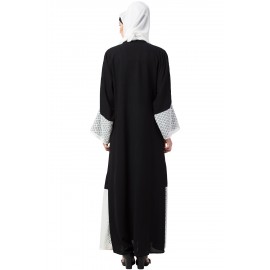 Nazneen Bottom and Sleeve embroidered fabric with extra Jacket at front Abaya