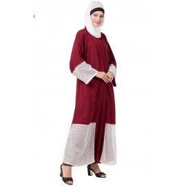 Nazneen Bottom and Sleeve Embroidered Fabric With Extra Jacket at Front Abaya