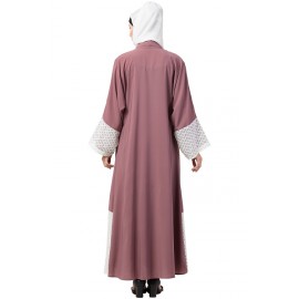 Nazneen Bottom and Sleeve Embroidered Fabric With Extra Jacket at Front Abaya