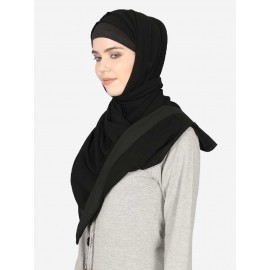 Nazneen Black Band Plain  Black Hijab