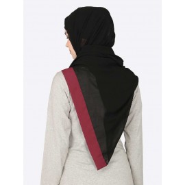 Nazneen Maroon Band Plain Black Hijab 