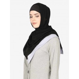 Nazneen Sky Blue Band Plain Black Hijab