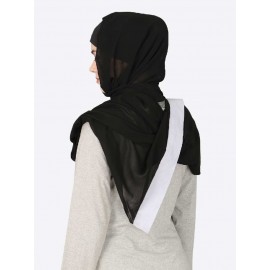 Nazneen Sky Blue Band Plain Black Hijab