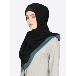 Nazneen Teal Band Plain Black Hijab