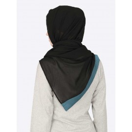 Nazneen Teal Band Plain Black Hijab