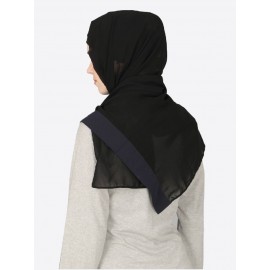 Nazneen Navy Blue Band Plain Black Hijab