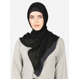 Nazneen Navy Blue Band Plain Black Hijab