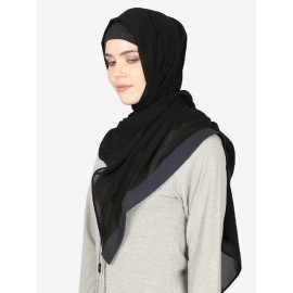 Nazneen Navy Blue Band Plain Black Hijab