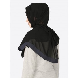 Nazneen Navy Blue Band Plain Black Hijab