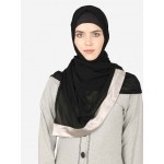 Nazneen Silver Band Plain Black Hijab