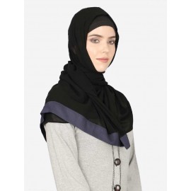 Nazneen Blue Band Plain Black Hijab