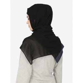 Nazneen Blue Band Plain Black Hijab