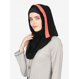 Nazneen Orange Band Plain Black Hijab