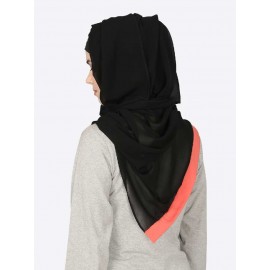 Nazneen Orange Band Plain Black Hijab