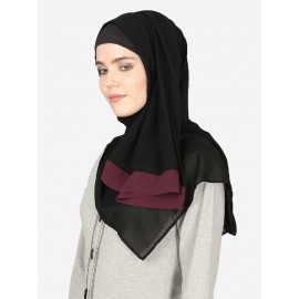 Nazneen Maroon Band Plain Black Hijab