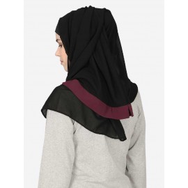 Nazneen Maroon Band Plain Black Hijab