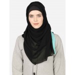 Nazneen Aqua Band Plain Black Hijab