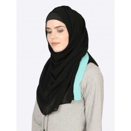 Nazneen Aqua Band Plain Black Hijab