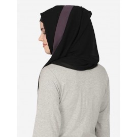 Nazneen Purple Band Plain Black Hijab