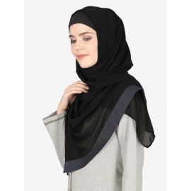 Nazneen Navy Band Plain Black Hijab