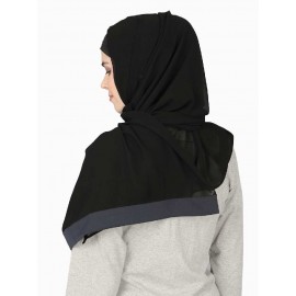 Nazneen Navy Band Plain Black Hijab