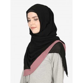 Nazneen Mauve Band Plain Black Hijab
