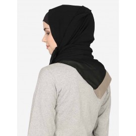 Nazneen Khaki Band Plain Black Hijab