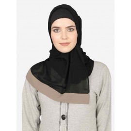 Nazneen Khaki Band Plain Black Hijab