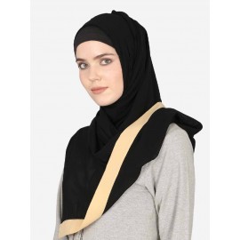 Nazneen Beige Band Plain Black Hijab