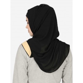 Nazneen Beige Band Plain Black Hijab