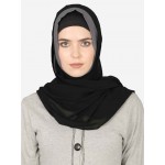 Nazneen Grey Band Plain Black Hijab