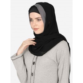 Nazneen Grey Band Plain Black Hijab