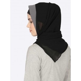 Nazneen Grey Band Plain Black Hijab