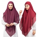 Nazneen Plum & Maroon Triangle Tow Layers Tie At Back Ready To Wear Hijab Cum Naqab Combo pack of two                             