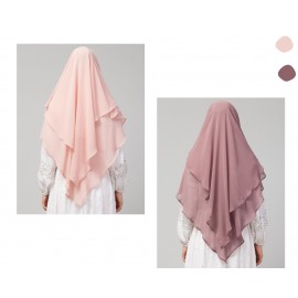 Nazneen Pink & Mauve Pink  Triangle Tow Layers Tie At Back Ready To Wear Hijab Cum Naqab Combo pack of two