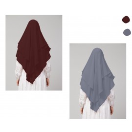 Nazneen Grey & Brown Triangle Tow Layers Tie At Back Ready To Wear Hijab Cum Naqab Combo pack of two                             