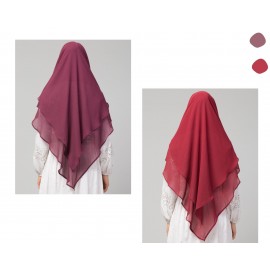 Nazneen Plum & Maroon Triangle Tow Layers Tie At Back Ready To Wear Hijab Cum Naqab Combo pack of two                             