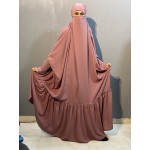Nazneen head to toe with frill at bottom and long cuff one pc Jilbab with Naqab