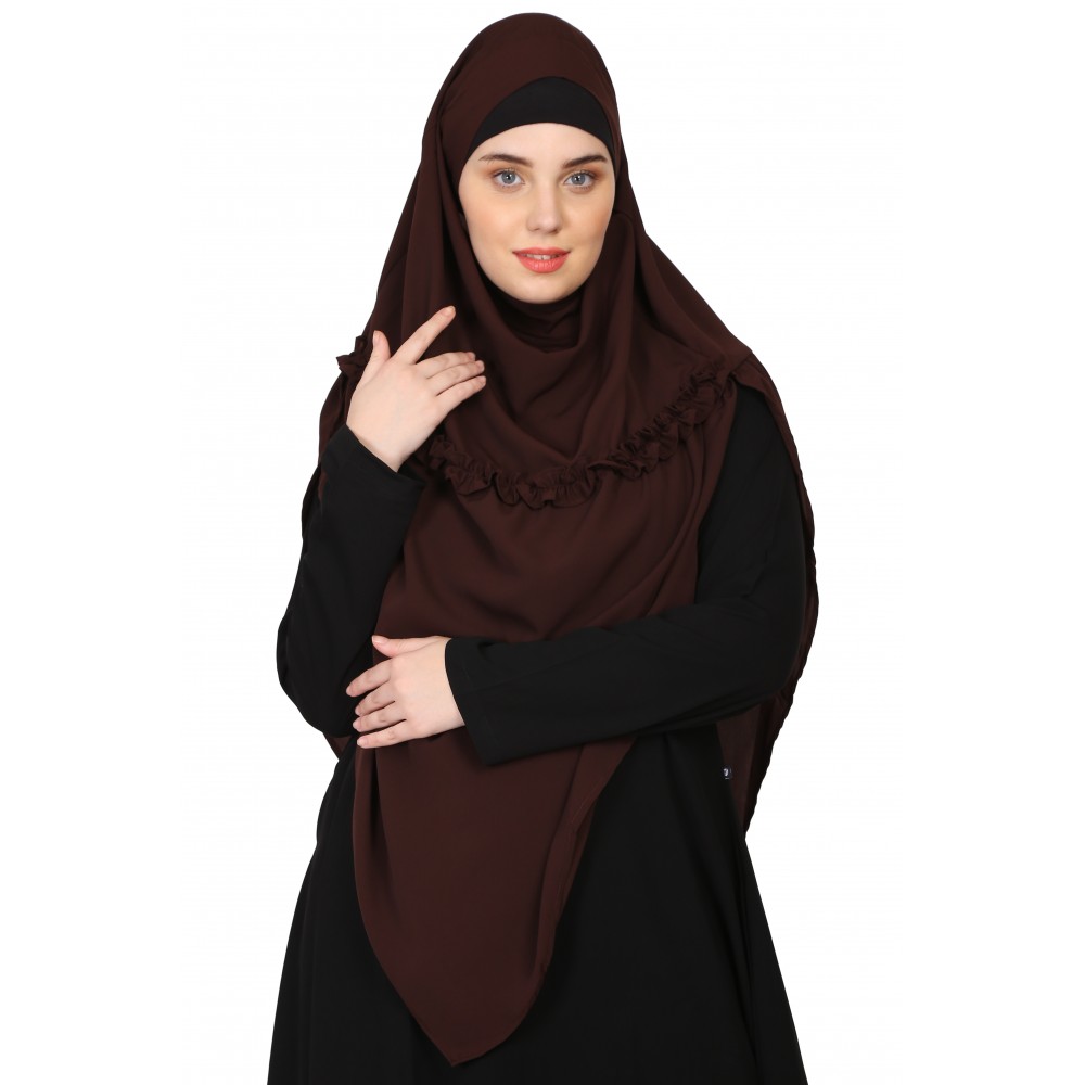 Nazneen Frill around shoulder, Triangle instant ready to wear tie at back Trendy Hijab