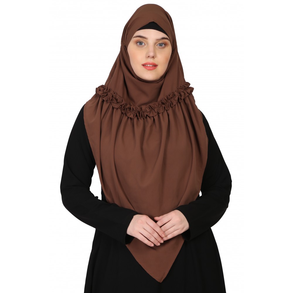 Nazneen Frill around shoulder, Triangle instant ready to wear tie at back Trendy Hijab