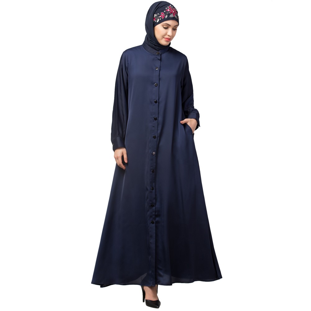 Nazneen Front open Band Colar & cuff Daily wear casual Abaya