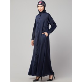 Nazneen Front open Band Colar & cuff Daily wear casual Abaya