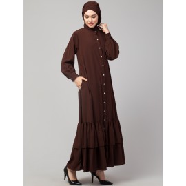 Nazneen Front Open Frill at Bottom Casual Abaya