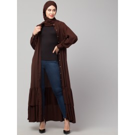 Nazneen Front Open Frill at Bottom Casual Abaya