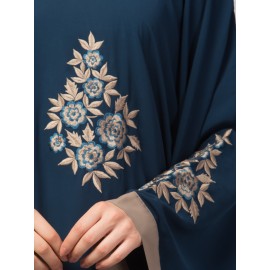 Nazneen Contrast border front and sleeve embroidery Kaftan