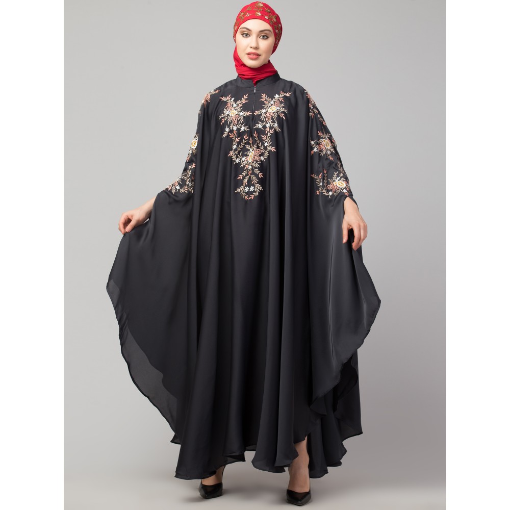 Nazneen front and sleeve resham embroidery Irani Kaftan