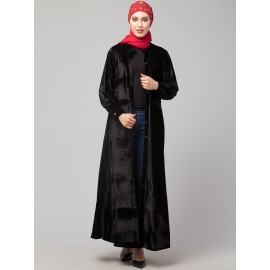 Nazneen Front open Coat pocket Velvet casual Abaya