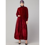 Nazneen Front open Coat pocket Velvet casual Abaya