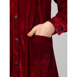 Nazneen Front open Coat pocket Velvet casual Abaya