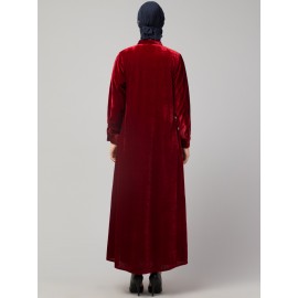 Nazneen Front open Coat pocket Velvet casual Abaya